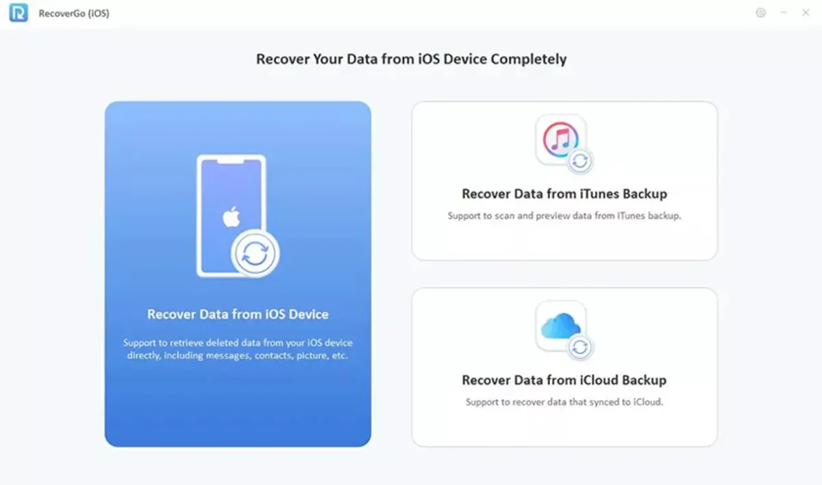 Click on Recover Data from iOS Devices in RecoverGo software