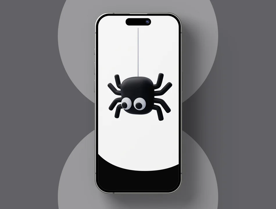Cute Spider Dynamic Island iPhone Wallpaper by TechRushi.com