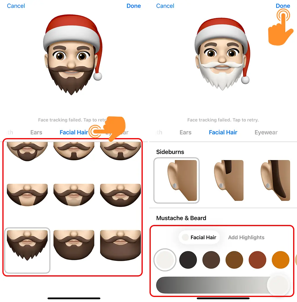 Tap Done to Save and Add Santa Memoji on iPhone
