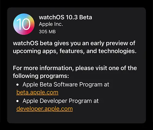 watchOS 10.3 Beta 1 Update