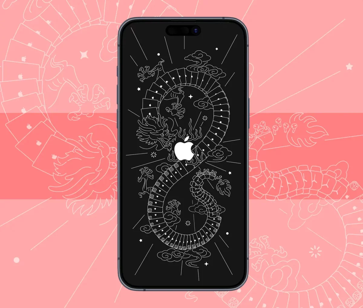 Apple Year Of The Dragon Black Wallpaper for iPhone