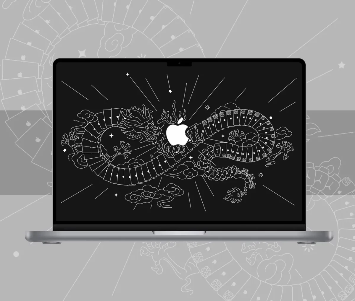 Apple Year Of The Dragon Black Wallpaper for mac