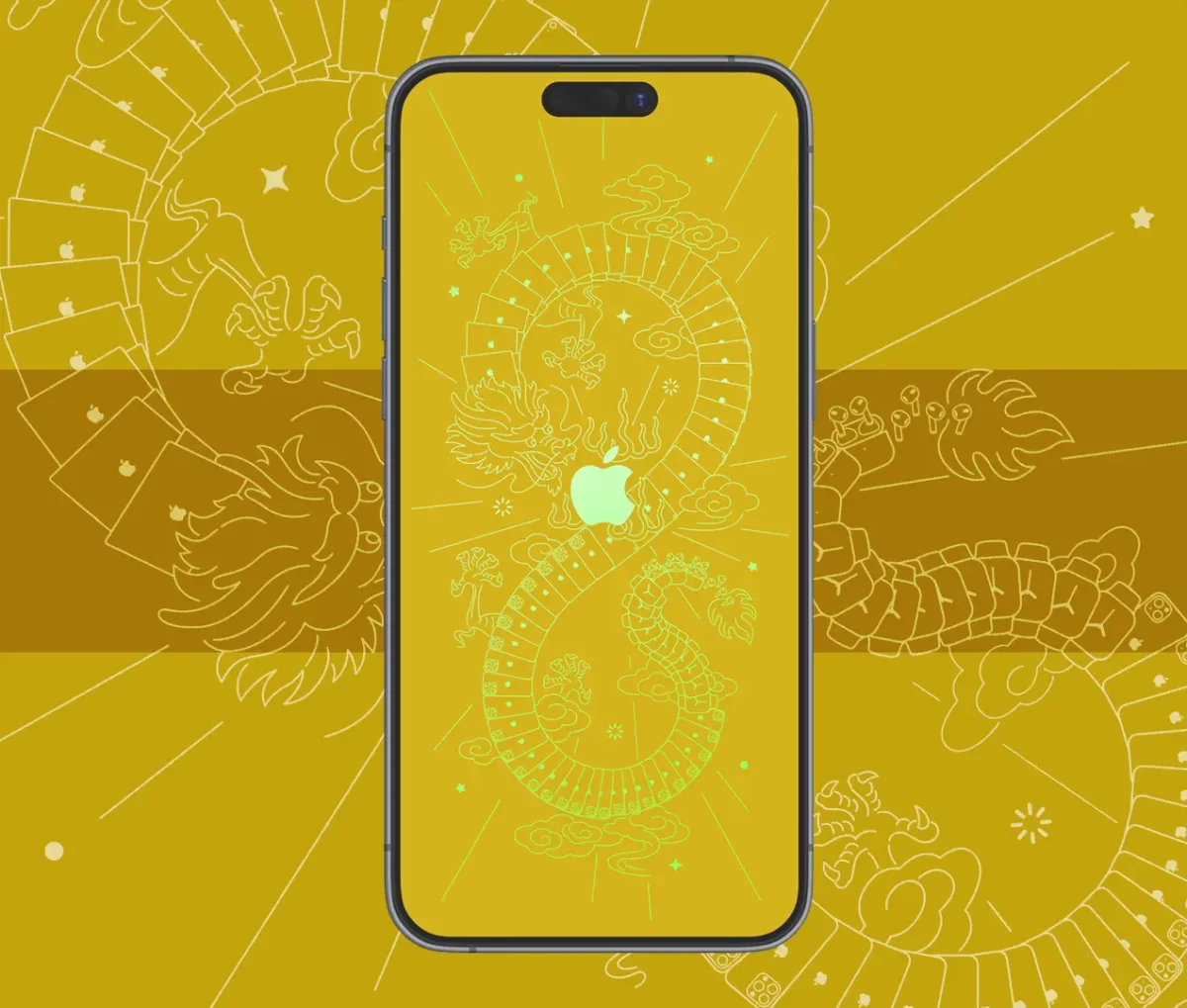 Apple Year Of The Dragon Gold Wallpaper for iPhone