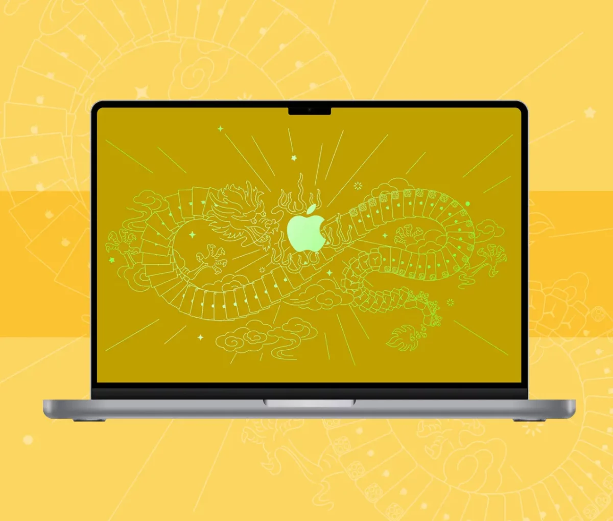Apple Year Of The Dragon Gold Wallpaper for mac