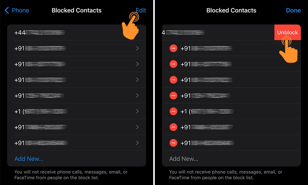 Unblock Contact on iPhone 2