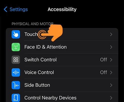 Touch in iPhone Accessibility settings